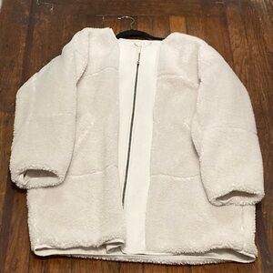 Lululemon opal off-white collarless textured full zip fleece
